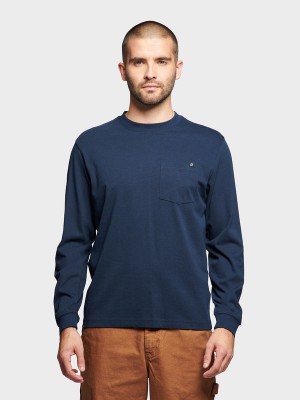Penfield Chest Pocket Long Sleeve T-shirts Herren Navy Blau | P-5072481