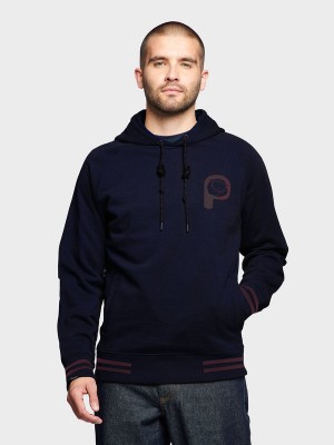 Penfield Large P Bear Chest Print Hoodie Herren Navy Blau | P-9453710