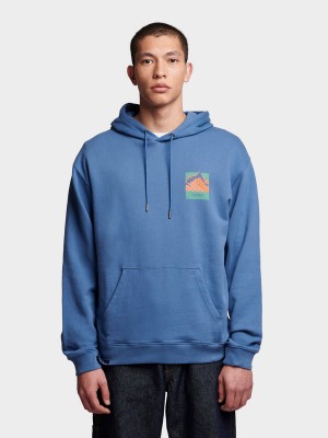 Penfield Relaxed Fit Mountain Back Print Hoodie Herren Blau | P-8243597