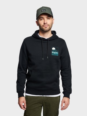 Penfield Washed Mountain Graphic Hoodie Herren Schwarz | P-4153078