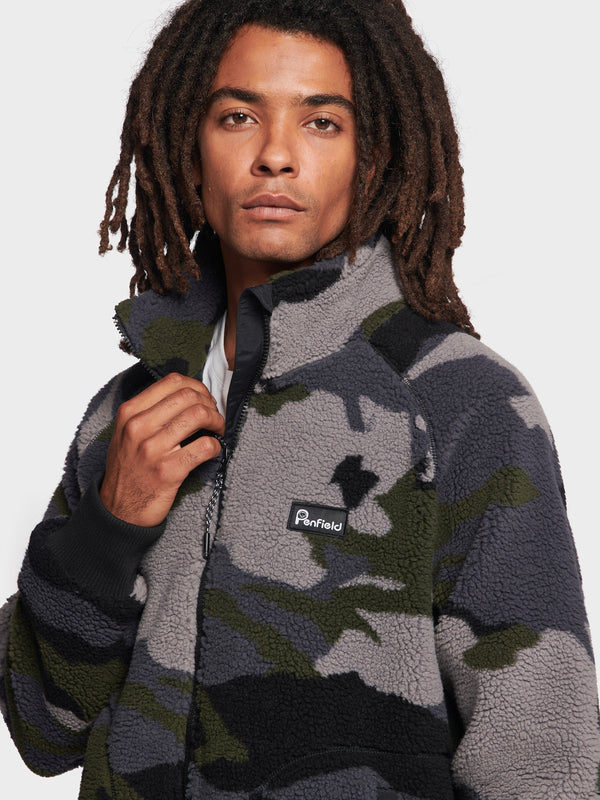 Penfield Abstract Mountain Borg Fleecejacke Herren Blau | P-8241673