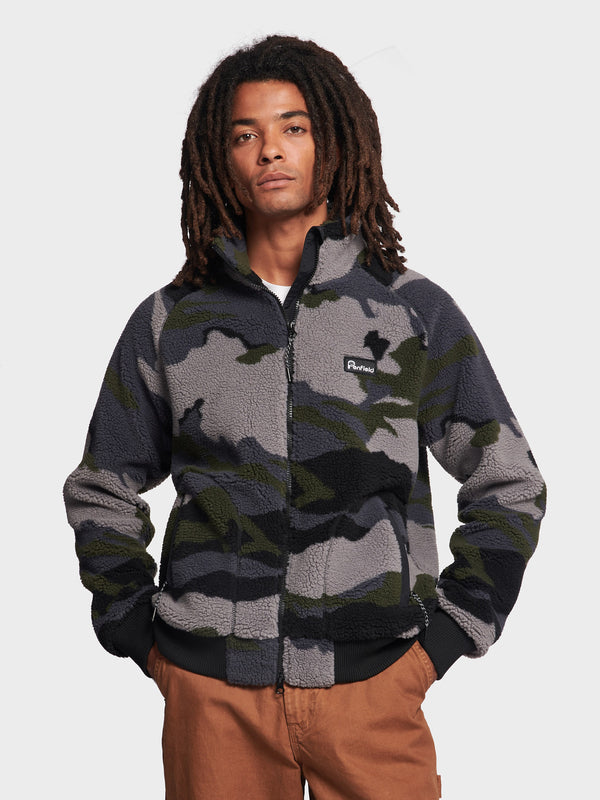 Penfield Abstract Mountain Borg Fleecejacke Herren Blau | P-8241673