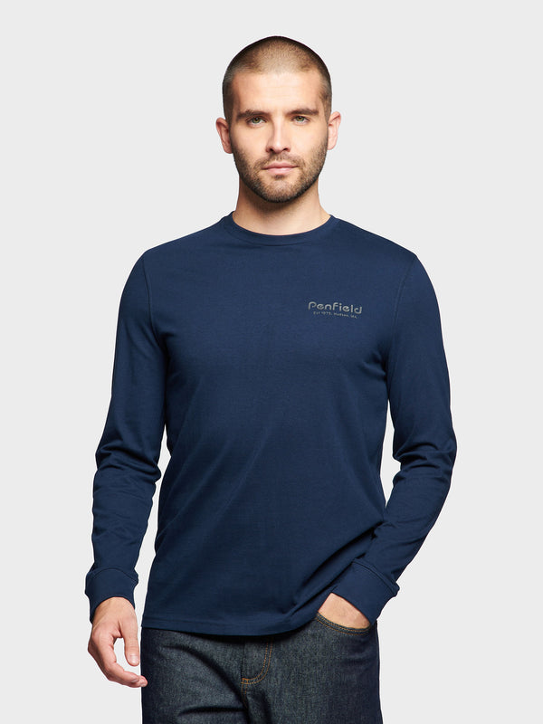 Penfield Arc Mountain Long Sleeve T-shirts Herren Navy Blau | P-2418736