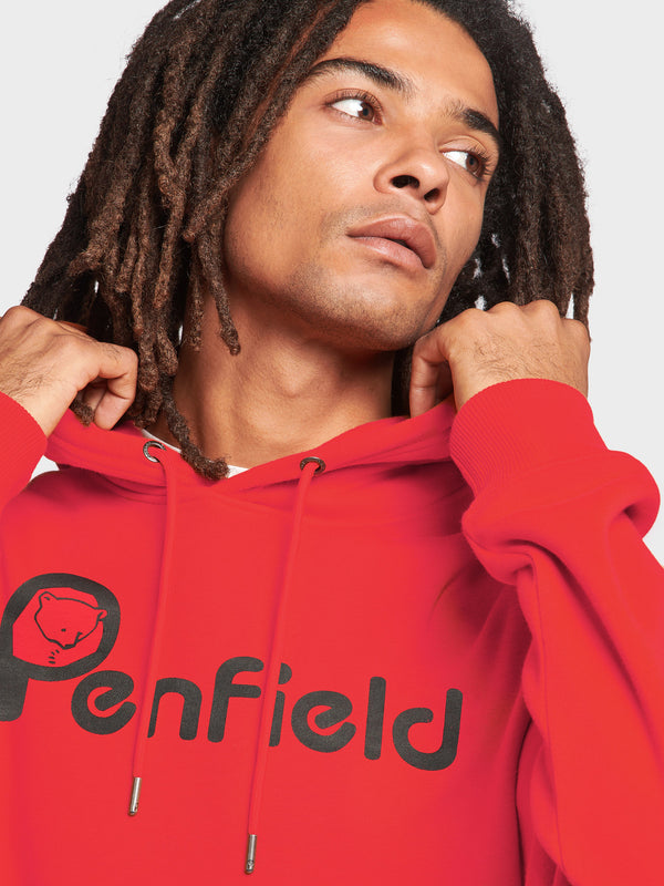 Penfield Bear Chest Print Hoodie Herren Rot | P-7205193