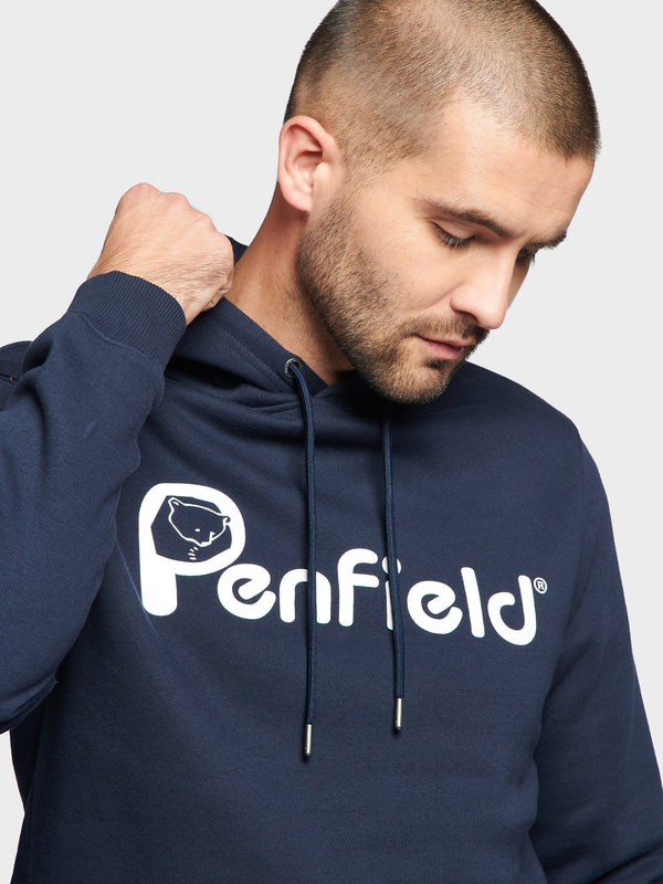 Penfield Bear Chest Print Hoodie Herren Navy Blau | P-9162084