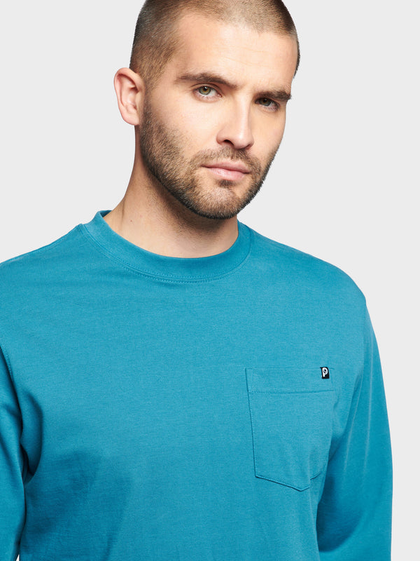 Penfield Chest Pocket Long Sleeve T-shirts Herren Blau | P-2074359