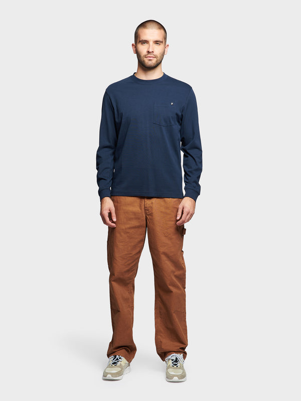 Penfield Chest Pocket Long Sleeve T-shirts Herren Navy Blau | P-5072481