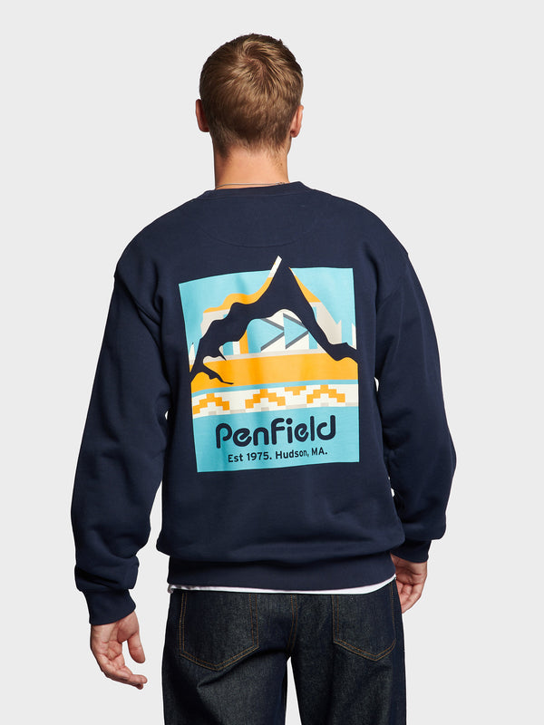 Penfield Geo Back Print Pullover Herren Navy Blau | P-5390261