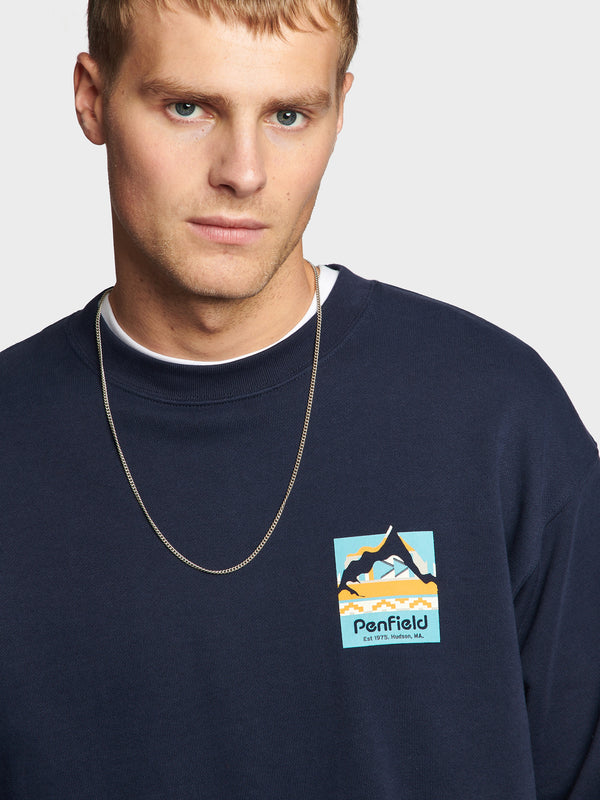 Penfield Geo Back Print Pullover Herren Navy Blau | P-5390261