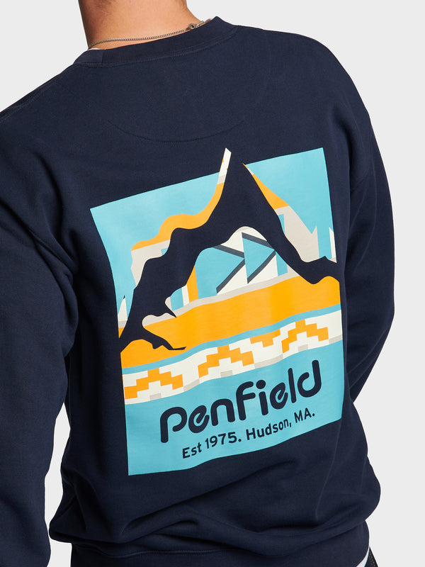 Penfield Geo Back Print Pullover Herren Navy Blau | P-5390261