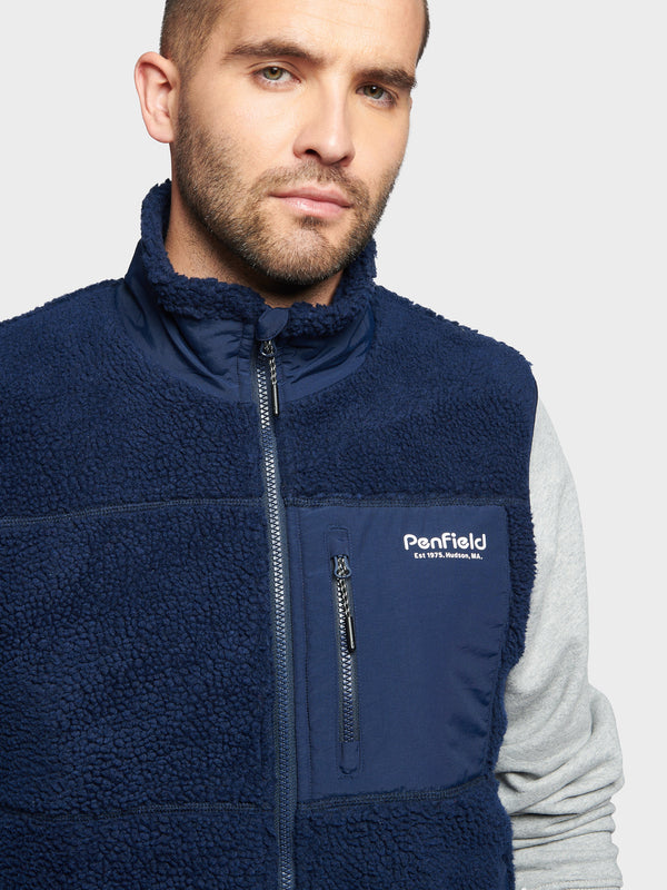 Penfield Hudson Script Borg Weste Herren Navy Blau | P-9120765