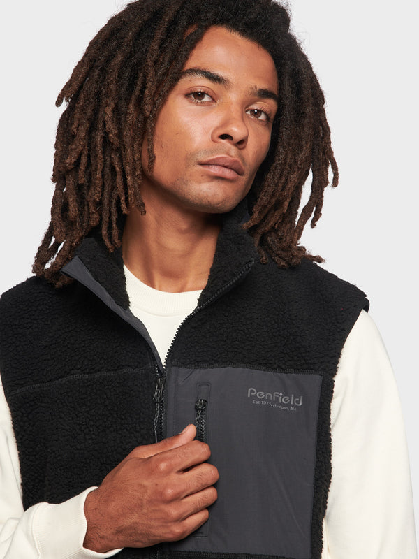 Penfield Hudson Script Borg Weste Herren Schwarz | P-9537418