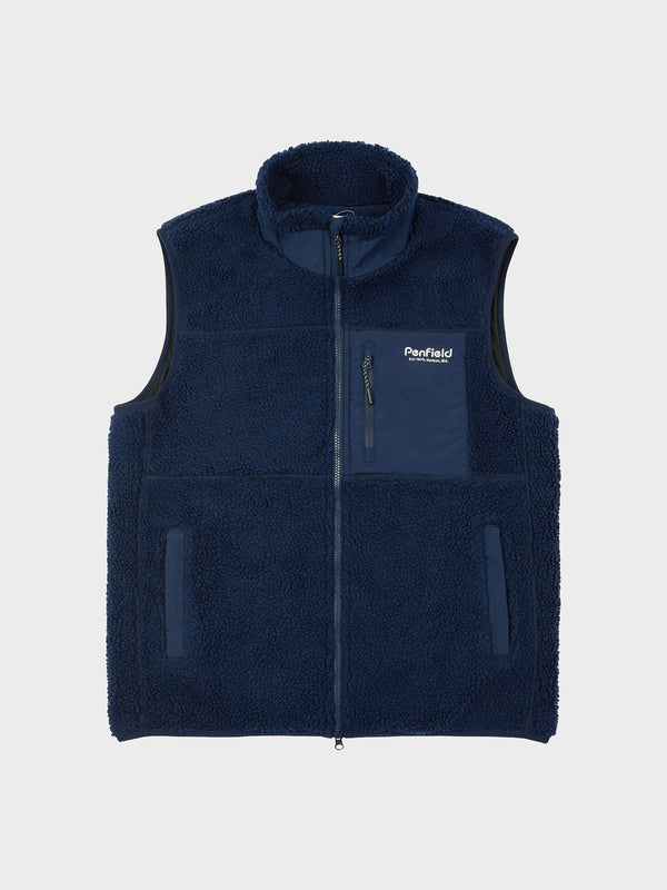 Penfield Hudson Script Borg Weste Herren Navy Blau | P-7801459