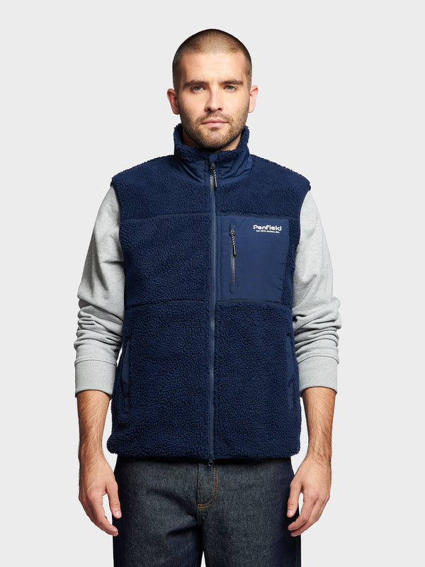 Penfield Hudson Script Borg Weste Herren Navy Blau | P-7801459