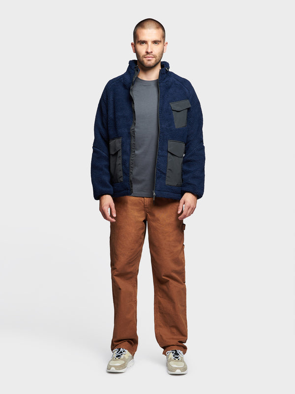 Penfield P Bear Angled Pocket Borg Fleecejacke Herren Navy Blau | P-3420968