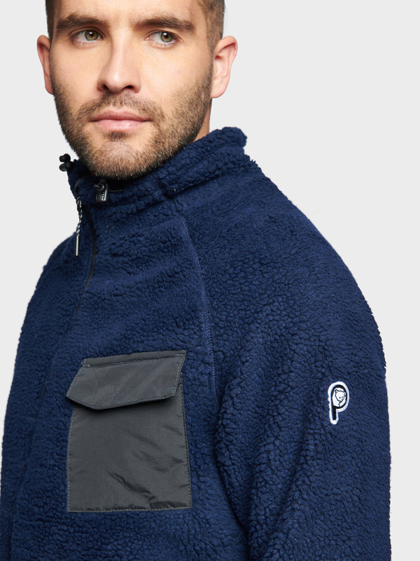 Penfield P Bear Angled Pocket Borg Fleecejacke Herren Navy Blau | P-3420968