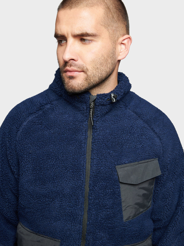 Penfield P Bear Angled Pocket Borg Fleecejacke Herren Navy Blau | P-3420968