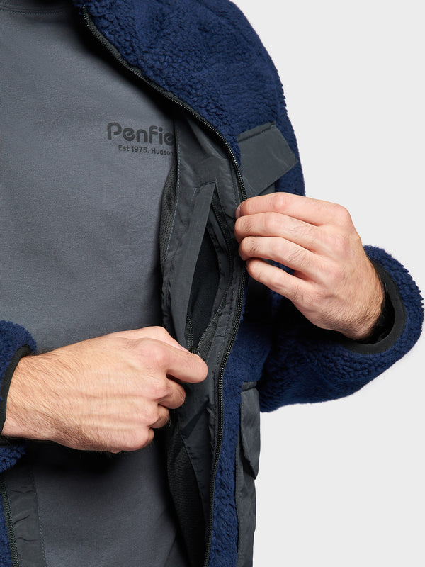 Penfield P Bear Angled Pocket Borg Fleecejacke Herren Navy Blau | P-3420968