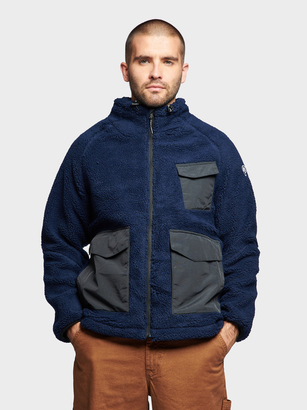 Penfield P Bear Angled Pocket Borg Fleecejacke Herren Navy Blau | P-3420968