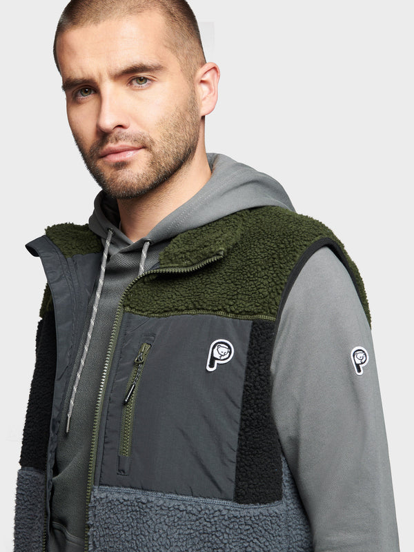Penfield P Bear Colour Block Borg Weste Herren Grau | P-2857063