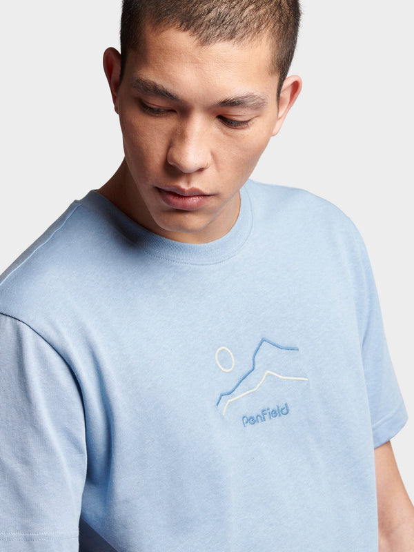 Penfield Relaxed Fit Embroidered Mountain T-shirts Herren Blau | P-4795061
