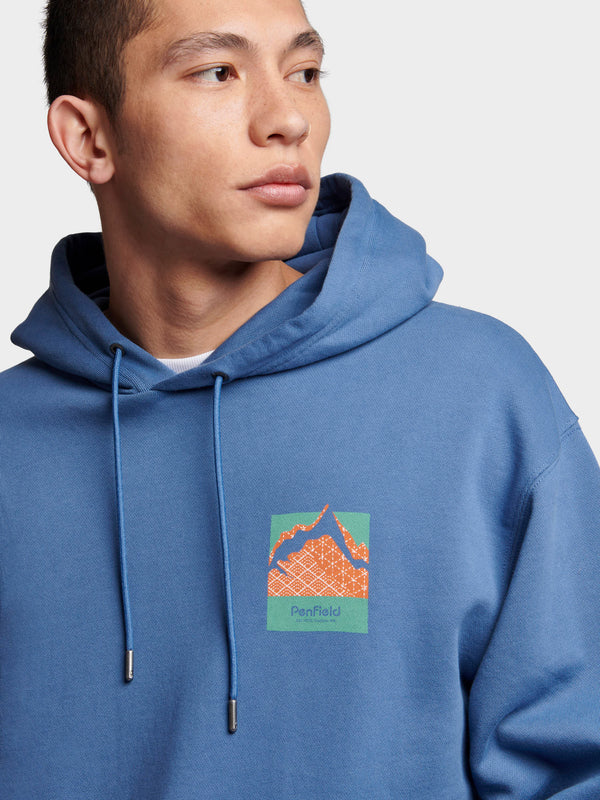 Penfield Relaxed Fit Mountain Back Print Hoodie Herren Blau | P-8243597