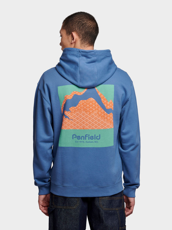 Penfield Relaxed Fit Mountain Back Print Hoodie Herren Blau | P-8243597