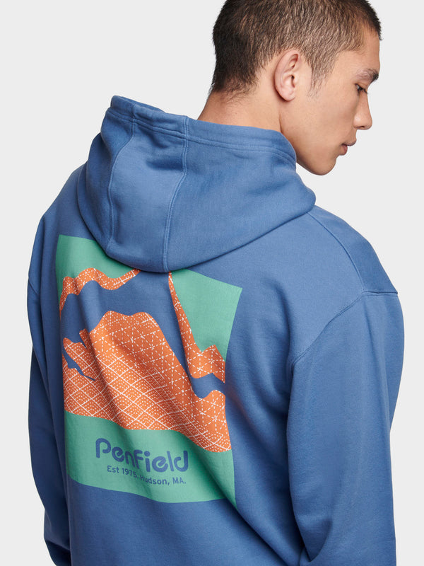 Penfield Relaxed Fit Mountain Back Print Hoodie Herren Blau | P-8243597