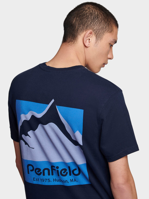 Penfield Relaxed Fit Mountain Scene Back Graphic T-shirts Herren Navy Blau | P-1325987