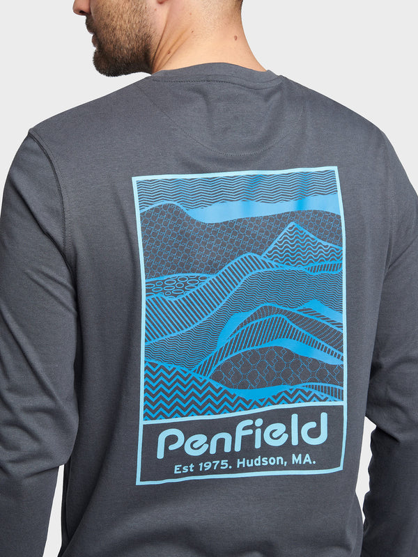 Penfield Sketch Mountain Back Graphic Long Sleeve T-shirts Herren Blau | P-8621509