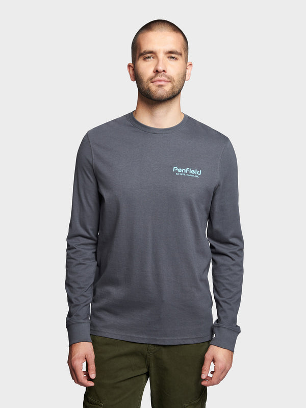 Penfield Sketch Mountain Back Graphic Long Sleeve T-shirts Herren Blau | P-8621509