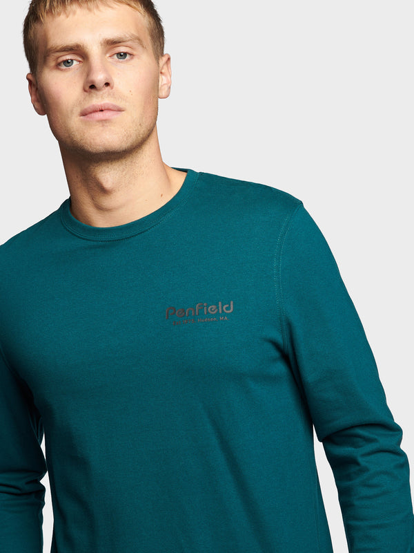Penfield Sketch Mountain Back Graphic Long Sleeve T-shirts Herren Tiefestürkis | P-2105798