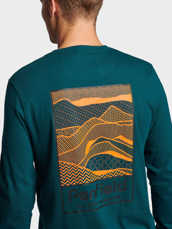 Penfield Sketch Mountain Back Graphic Long Sleeve T-shirts Herren Tiefestürkis | P-2105798