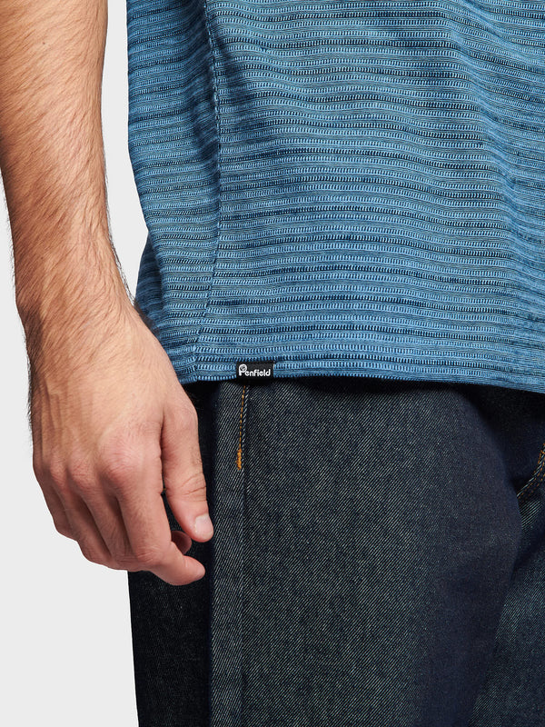 Penfield Textured Stripe T-shirts Herren Blau | P-3124076
