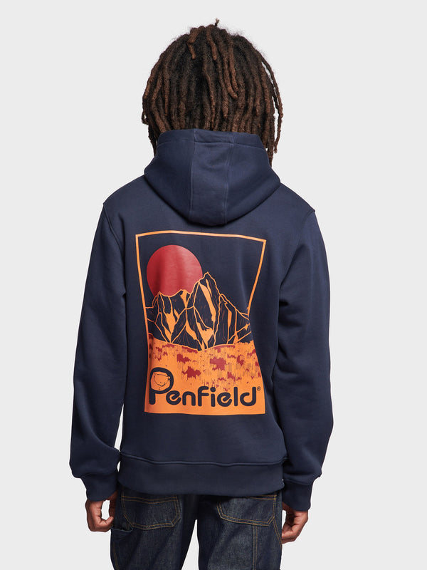 Penfield Washed Mountain Graphic Hoodie Herren Navy Blau | P-6730149