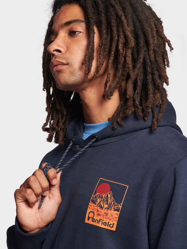 Penfield Washed Mountain Graphic Hoodie Herren Navy Blau | P-6730149