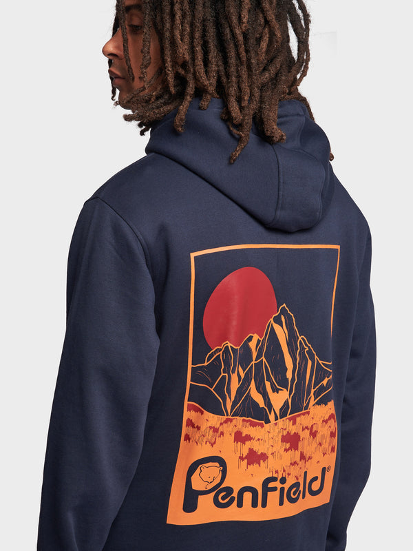 Penfield Washed Mountain Graphic Hoodie Herren Navy Blau | P-6730149