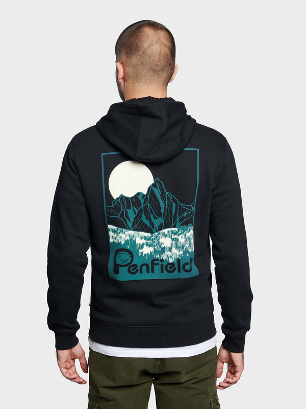 Penfield Washed Mountain Graphic Hoodie Herren Schwarz | P-4153078