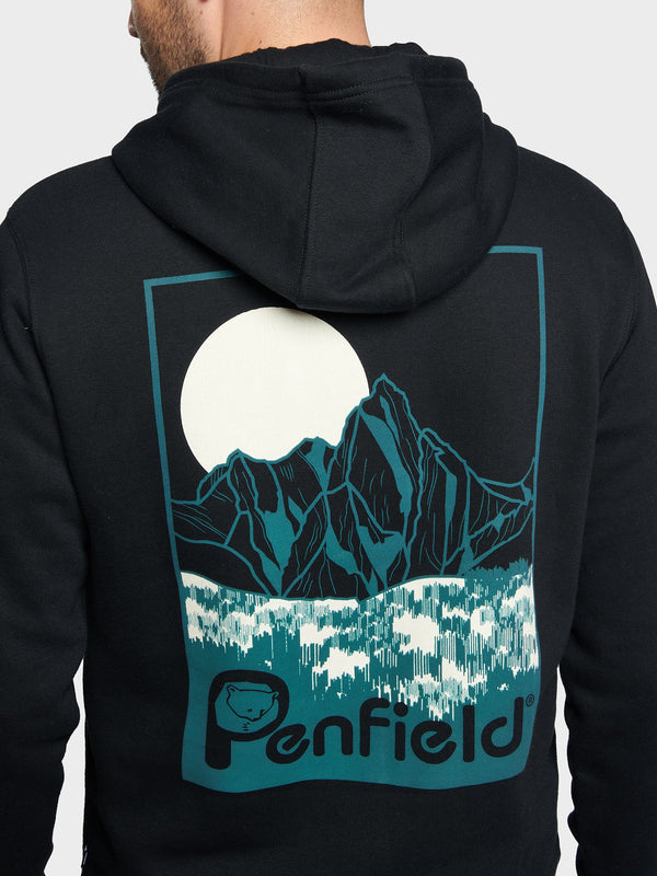 Penfield Washed Mountain Graphic Hoodie Herren Schwarz | P-4153078